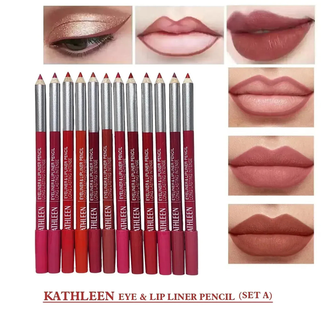 KATHLEEN 2-in-1 Eyeliner & Lip Liner Set - Pack of 8 My Store